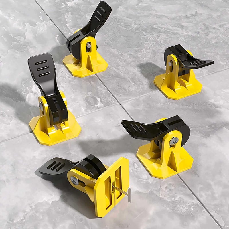 FACITE Tile Leveling System Kit Tile Spacers 100pcs Reusable Leveler+Extra 100pcs Replaceable Steel Pin Tlie Tools Installation Set Floor Leveling Compounds 1/8", New Adjustable Fit 8-12mm Tile - Image 1